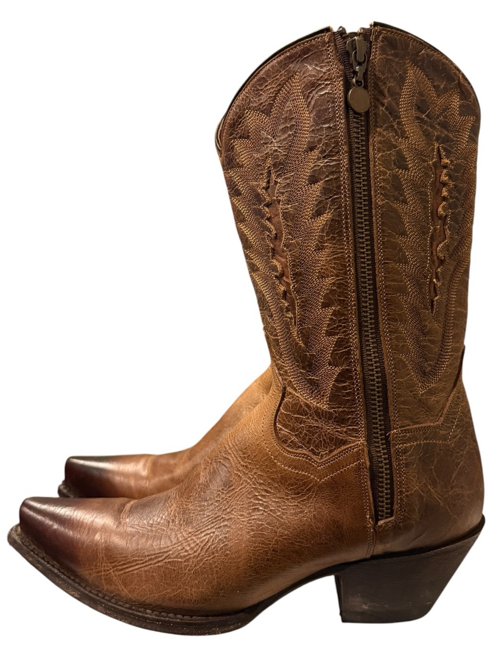 Dan Post Trish Zip Brown Leather Boots 3631 Women’s Sz 8 - Picture 4 of 8